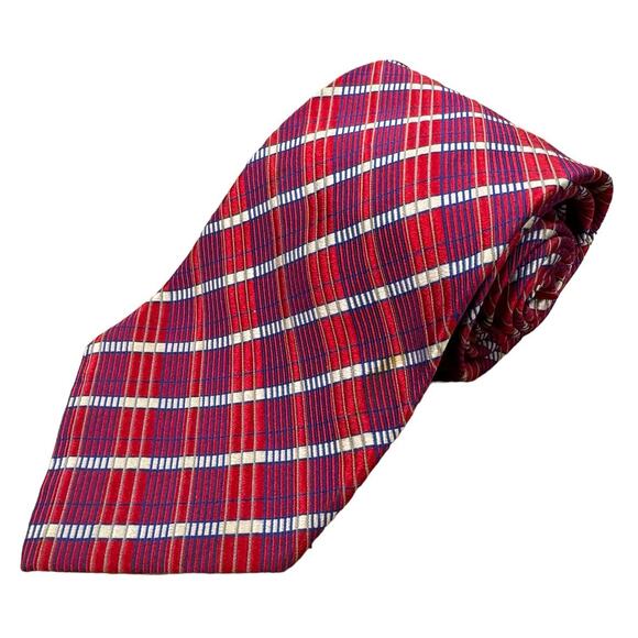 J Z Richards All Silk Red Men's Necktie Made in USA Business Work Office Holiday - Picture 1 of 10